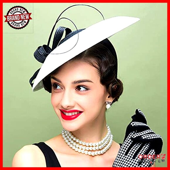 Vintage Straw Fedora Wide Brim Hat for Women Church Tea Party Formal Occasions main image 5